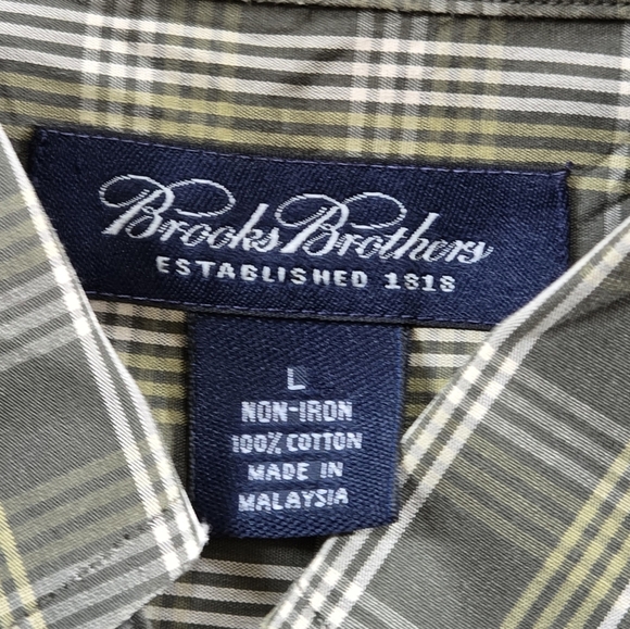 Brooks Brothers Men's Large 💯 Cotton  Green Plaid Button Down Shirt - Picture 4 of 9